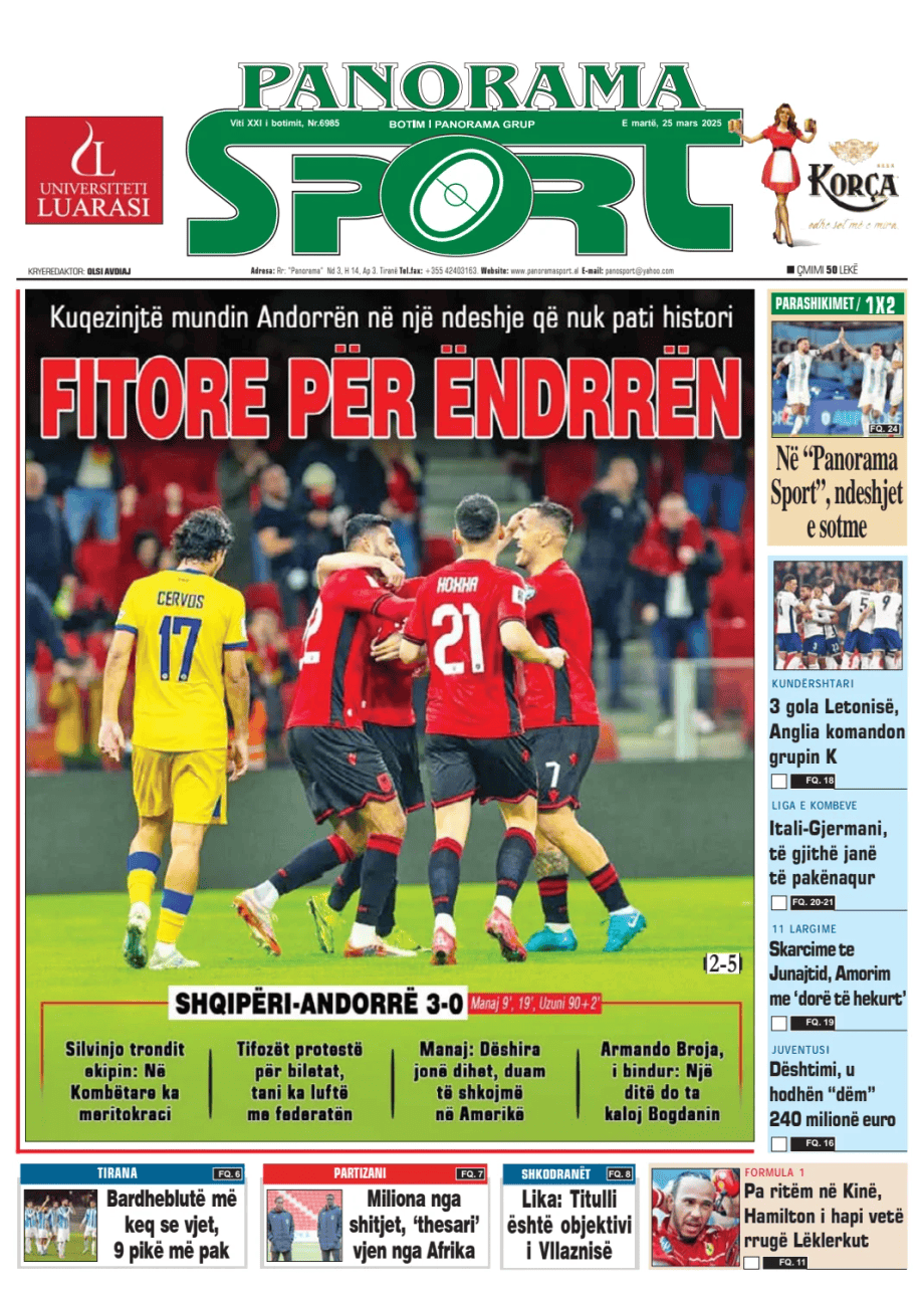 Prima-pagina-Panorama Sport-oggi-edizione-di-oggi-20250325